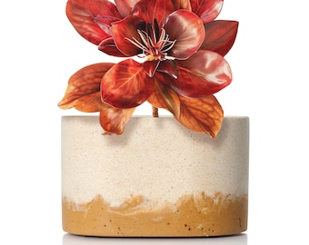 Raw Sienna Planter Pot | Handmade Artisan Home Décor | Jesmonite & Earth Pigments | Traceable Shipping