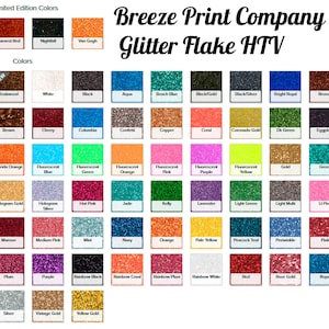 Glitter HTV, heat transfer vinyl, 10x12 or 20x12 inch sheets, glitter flake, iron on vinyl for shirts image 1