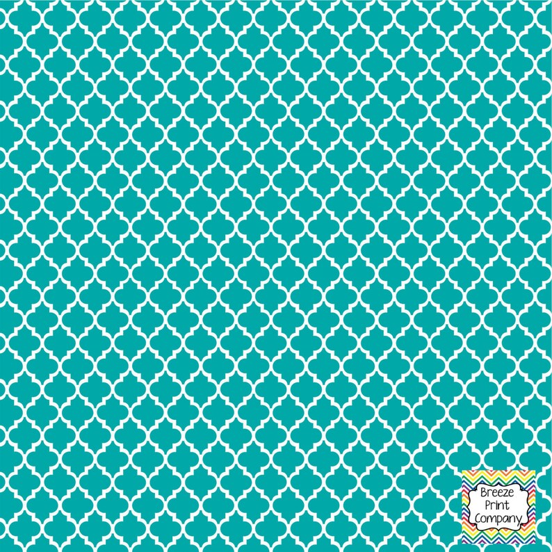 Patterned Vinyl Teal quatrefoil craft vinyl sheet HTV or Etsy