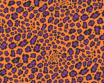 Patterned Vinyl, Orange and purple leopard craft  halloween vinyl sheet - HTV or Adhesive Vinyl -  purple orange and black pattern vinyl