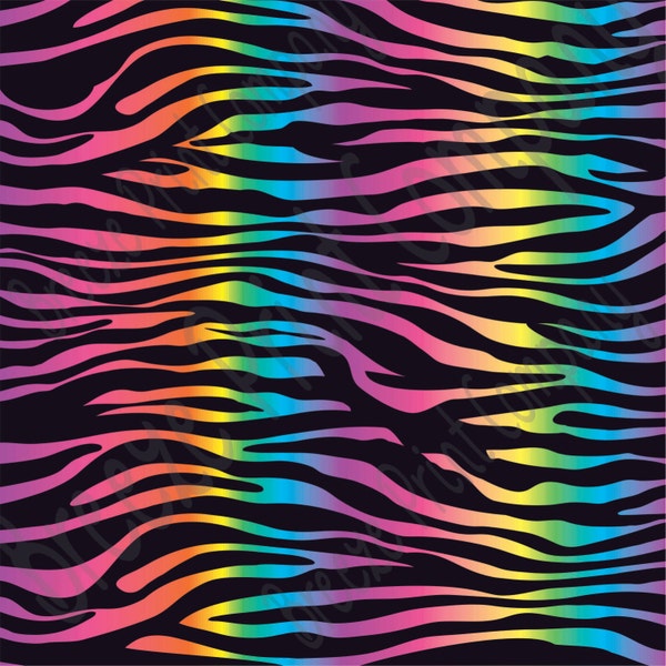 Patterned Vinyl, Rainbow zebra print craft  vinyl sheet - HTV or Adhesive Vinyl -  pattern vinyl  HTV1230