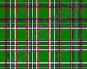 Patterned Vinyl, Green tartan plaid craft  vinyl sheet - HTV or Adhesive Vinyl -  with red, black and white Christmas HTV1806