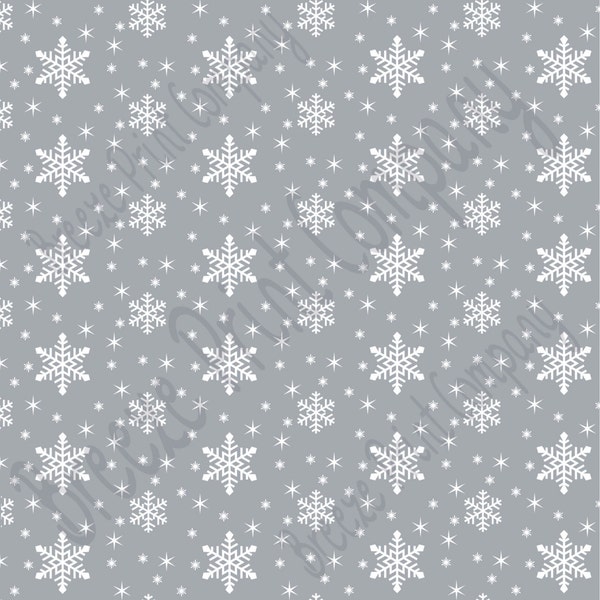 Patterned Vinyl, Grey snowflake craft  vinyl sheet - HTV or Adhesive Vinyl -  winter pattern holiday Christmas gray HTV1306