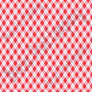 May include: A red and white checkered pattern. The pattern is made up of small squares, with red squares alternating with white squares. The pattern is repeated throughout the image.