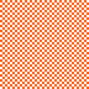 May include: A checkered pattern with alternating orange and white squares.
