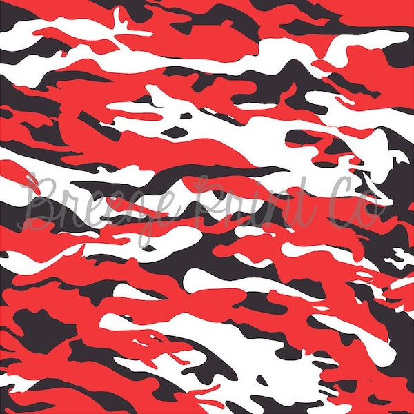 Red, black and white camo patterned vinyl sheets, camouflage pattern vinyl sheet, HTV or Adhesive Vinyl, camouflage craft vinyl  HTV1052