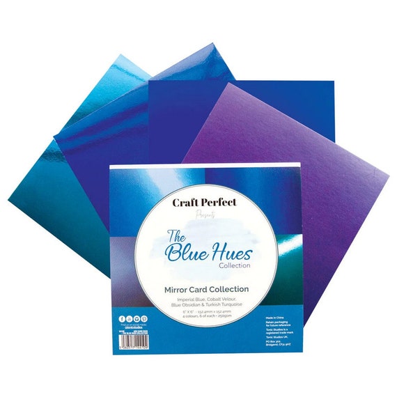 Tonic Studios Craft Perfect Mirror Card Stock Pack Blue Hues 6x6 Inch  Sheets 24 Pack 