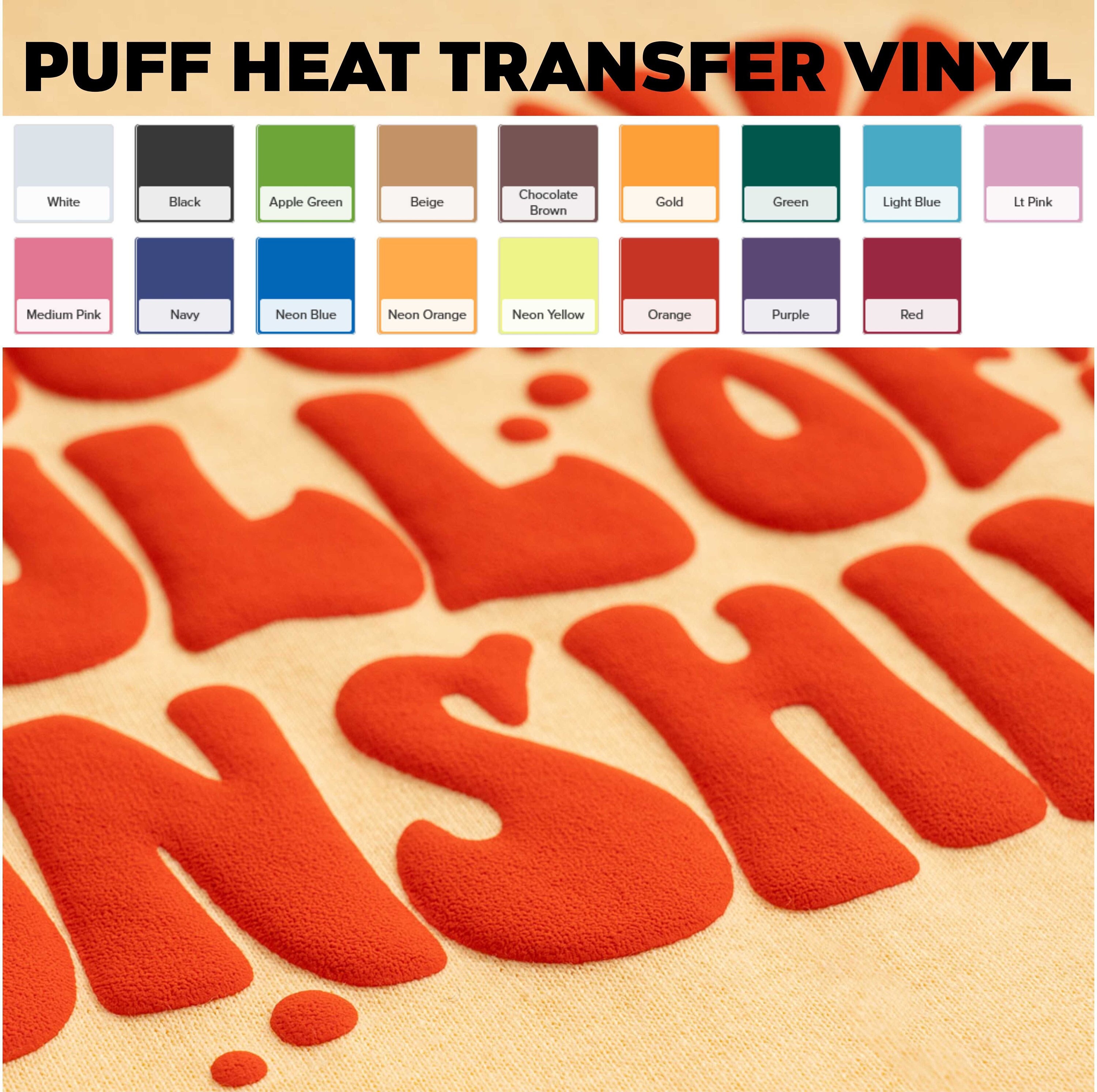 3D Puff Heat Transfer Vinyl - 12'' x 10'' inch glow in the dark vinyl Puffy  HTV 5 Sheets Iron on Vinyl Heat Transfer for Heat Press DIY T Shirt Bags