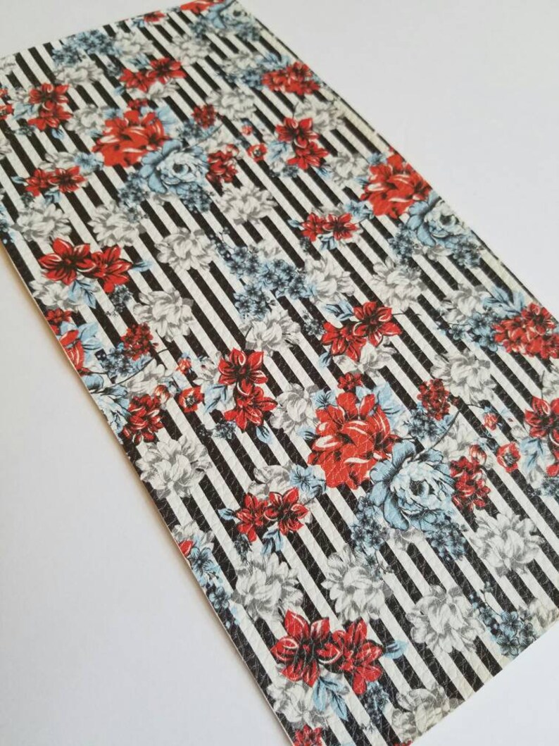 Floral faux leather sheets patterned faux leather striped Etsy