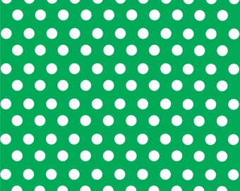 Patterned Vinyl, Green with white polka dot pattern craft  vinyl sheet - HTV or Adhesive Vinyl -  medium polka dots HTV1603