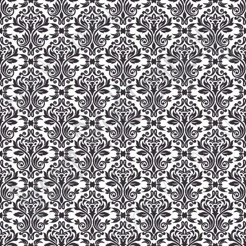 Damask Patterned Vinyl Craft Vinyl Sheets Black and White Etsy