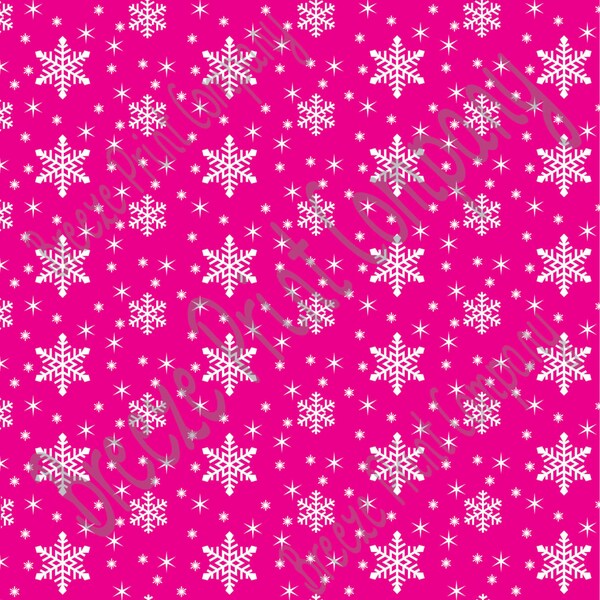 Patterned Vinyl, Magenta snowflake craft  vinyl sheet - HTV or Adhesive Vinyl -  winter pattern holiday HTV1310