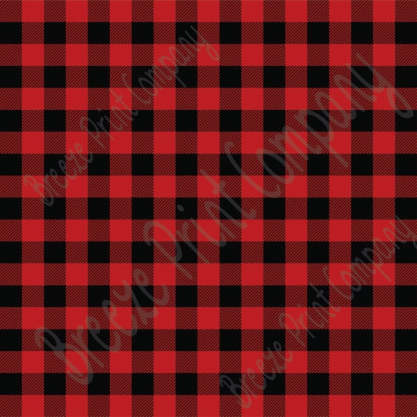 Buffalo Plaid Vinyl, Pattern HTV or adhesive vinyl, Red and black lumberjack craft vinyl sheet - HTV1801