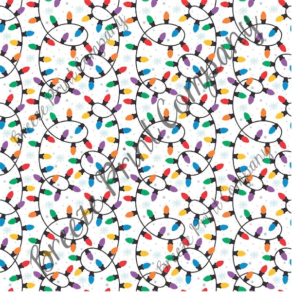 Pattern Vinyl - Christmas lights and snowflake, HTV, adhesive vinyl winter holiday vinyl rainbow white background HTV1393