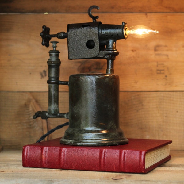 Repurposed Vintage Blow Torch Table Lamps - Upcycled Desk Light - Kerosene Industrial Lighting