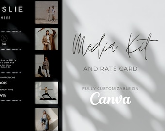 Dark Influencer Media Kit Template for Canva, One Page Rate Card for Content Creators