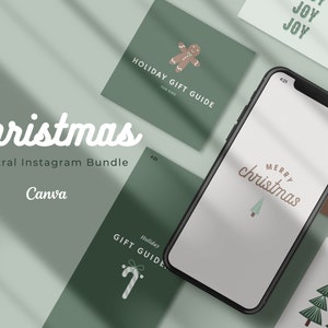 100+ Neutral Aesthetic Christmas Instagram Posts & Stories Bundle | Customizable Canva Templates