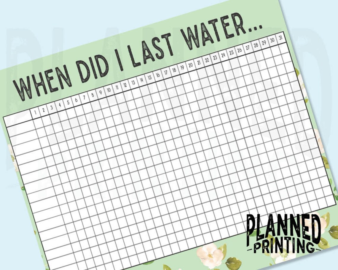 Plant Watering Tracker Printable Etsy