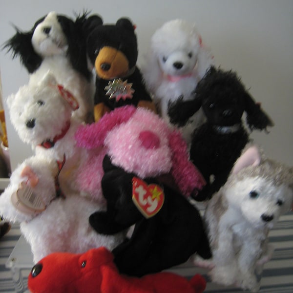 New Ty Beanie Baby Dogs - Bijoux, Luca, Rover, Luke, Sparkles, Dundee, L'amore, Juneau, Frolic