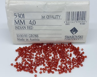 Perles biconiques en cristal Swarovski® rouge indien, 4 mm, réf. 5301 / 5328