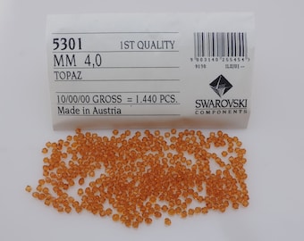 250 Pcs. SWAROVSKI® Crystal 4mm Bicone Beads, TOPAZ, Article#5301/5328 4mm Bicones