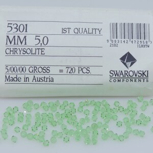 150 Pcs. Swarovski® Crystal Bicones, CHRYSOLITE, Article# 5301 / 5328 5mm Bicone Beads