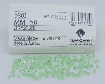 CHRYSOLITE Swarovski® Crystal Bicones, 5mm(Article# 5301 / 5328) Bicones