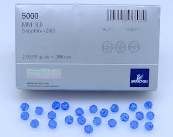 SAPPHIRE SWAROVSKI® Crystal Round Beads, (Article #5000) 8mm