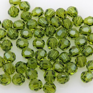 SWAROVSKI® Crystal Round Beads, OLIVINE, EIGHTY(80)Article #5000 5MM Round Beads