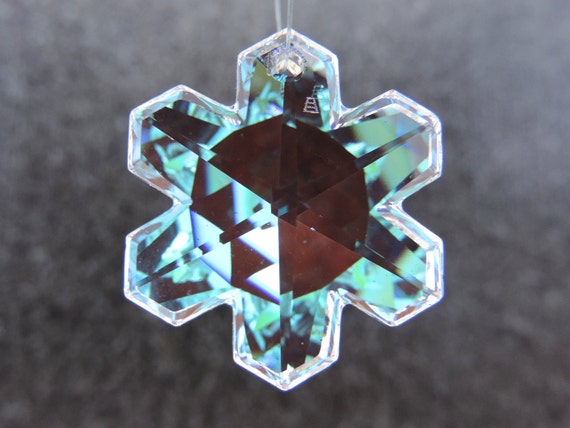 SNOWFLAKE SWAROVSKI® Crystal Prism, 25mm Article#  8811, Aurora Borealis Suncatcher, Lead Crystal