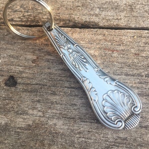 Handmade Silver Plated Antique Ornate Spoon Handle Keyring Gift - Can Be Personalised with Initial