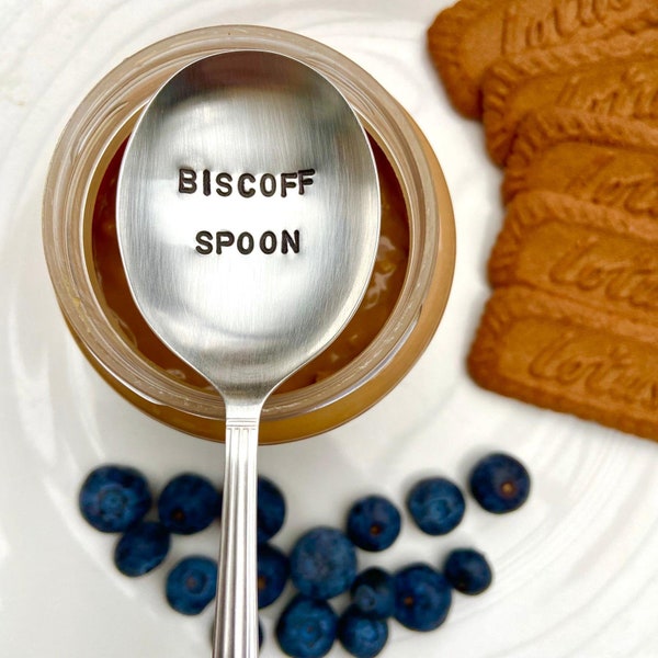 Biscoff Spoon - Hand Stamped Antique Silver Plated Spoon - Biscoff Gift, Gift for Biscoff Lovers, Gifts For Him, Gifts For Her