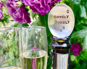 Delicioso champán espumoso, prosecco, manténgalo burbujeante, burbujeante, tapón de efervescencia, divertido regalo de cuchara para cumpleaños o Navidad