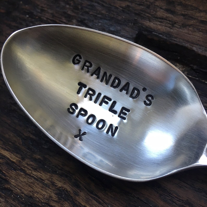 Grandad's Trifle Spoon Hand Stamped Antique Silver Etsy