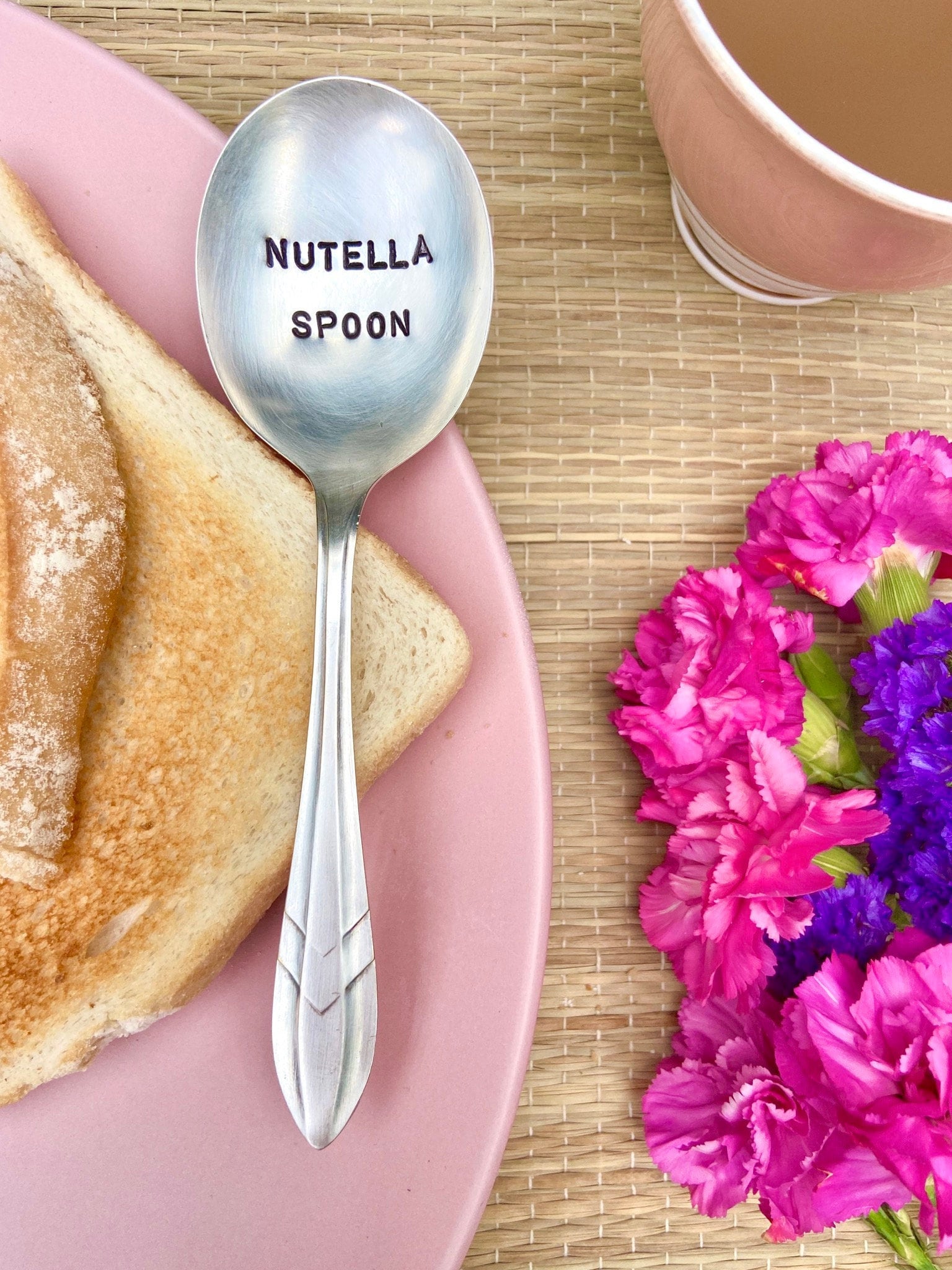 Nutella Spoon Hand Stamped Antique Silver Plated Spoon Etsy UK