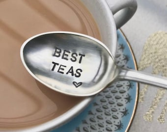 Best Friend Teaspoon Gift  "Best Teas" - Vintage Hand Stamped Silver Plated Teaspoon, Gift For Him, Gifts For Her