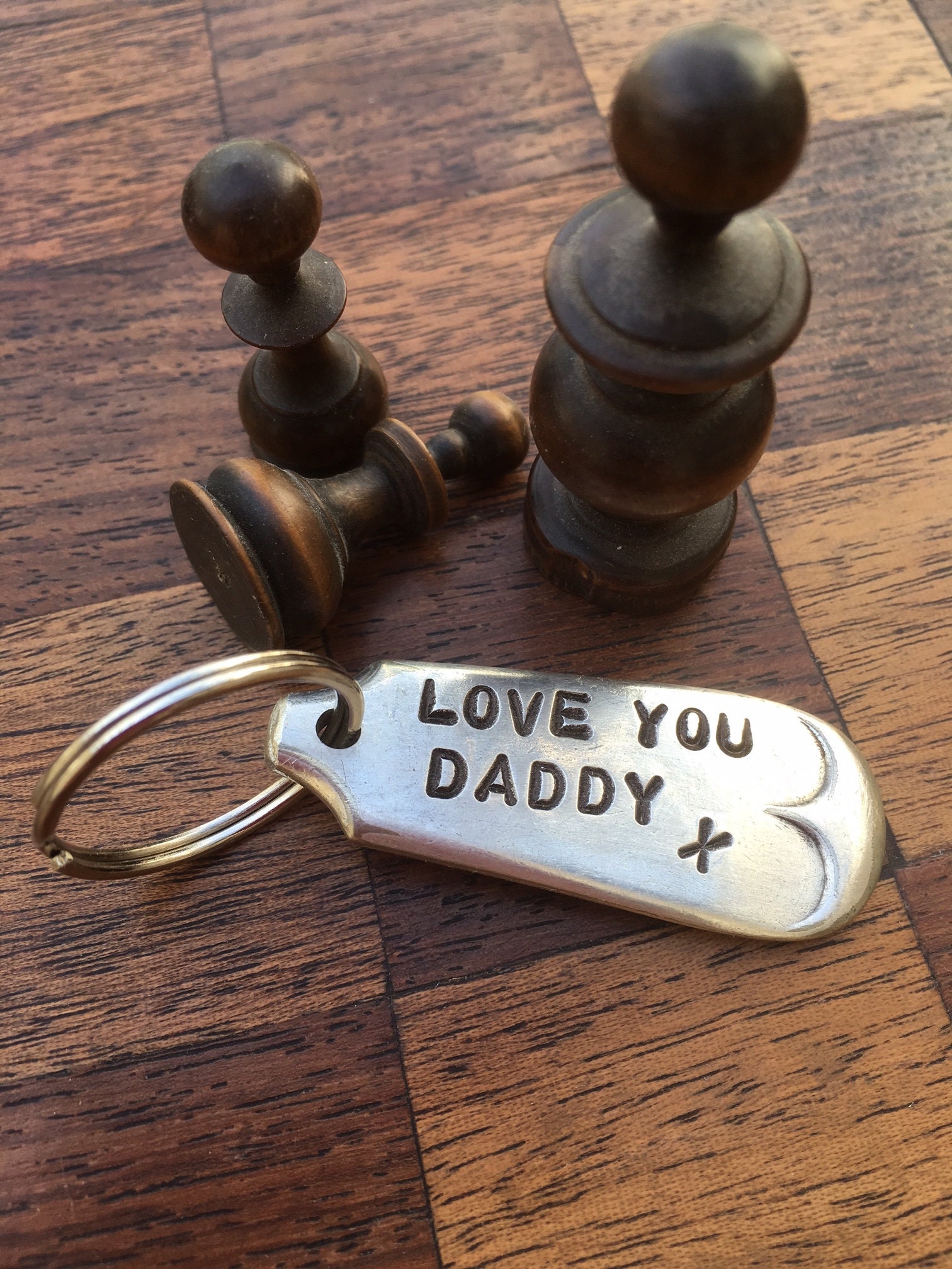 Love You Daddy Hand Crafted Recycled Spoon Handle Keyring Key Fob For Dad For Daddy For Pops Christmas or Birthday Gift
