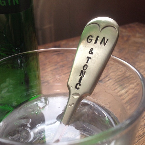 G&T Stirrer Gin Tonic - Vintage Upcycled Spoon Handle Handmade Drink Cocktail Stirrer - Perfect Birthday Gift, Gifts For Him, Gifts For Her