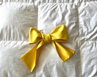 Natural Hand Dyed Oversized Cotton Party Bow with French Barrette or Brooch Pin