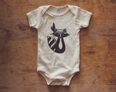 Natural 100% Organic Cotton BOHO Raccoon Screen Printed Infant One-piece Bodysuit
