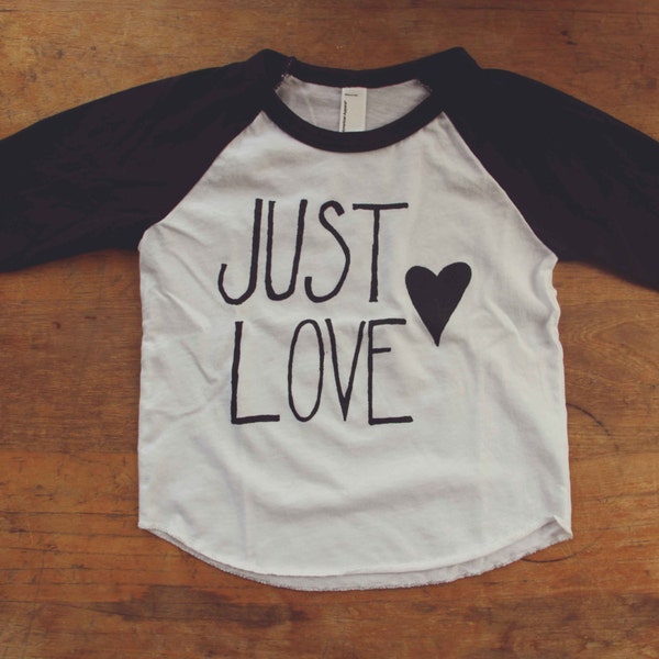 Sale Black and White JUST LOVE Baby Baseball Raglan Tee