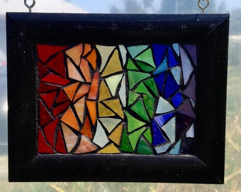 Pastel Insect Artwork Home Decor Turquoise Blue and Pink Stained Glass Butterfly Mosaic Panel for Hanging in Window