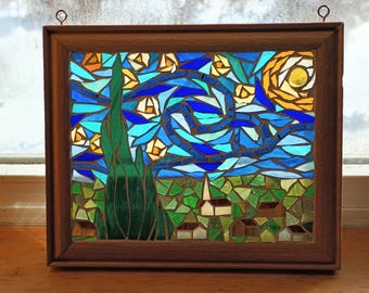 Claude Monet Bridge With Water Lilies Stained Glass Mosaic Panel