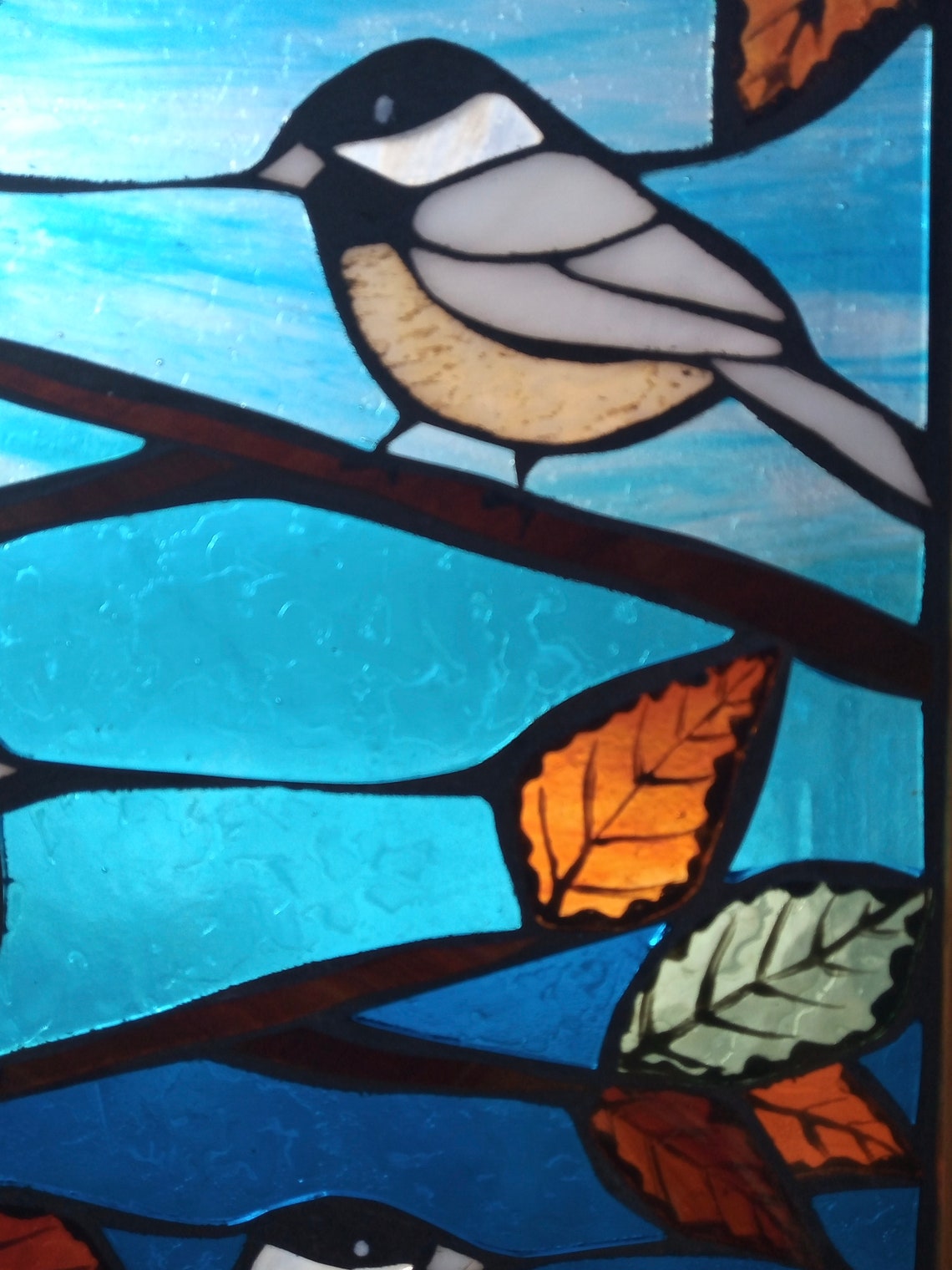 Stained Glass Chickadees in Tree Mosaic Panel for Hanging in | Etsy Canada
