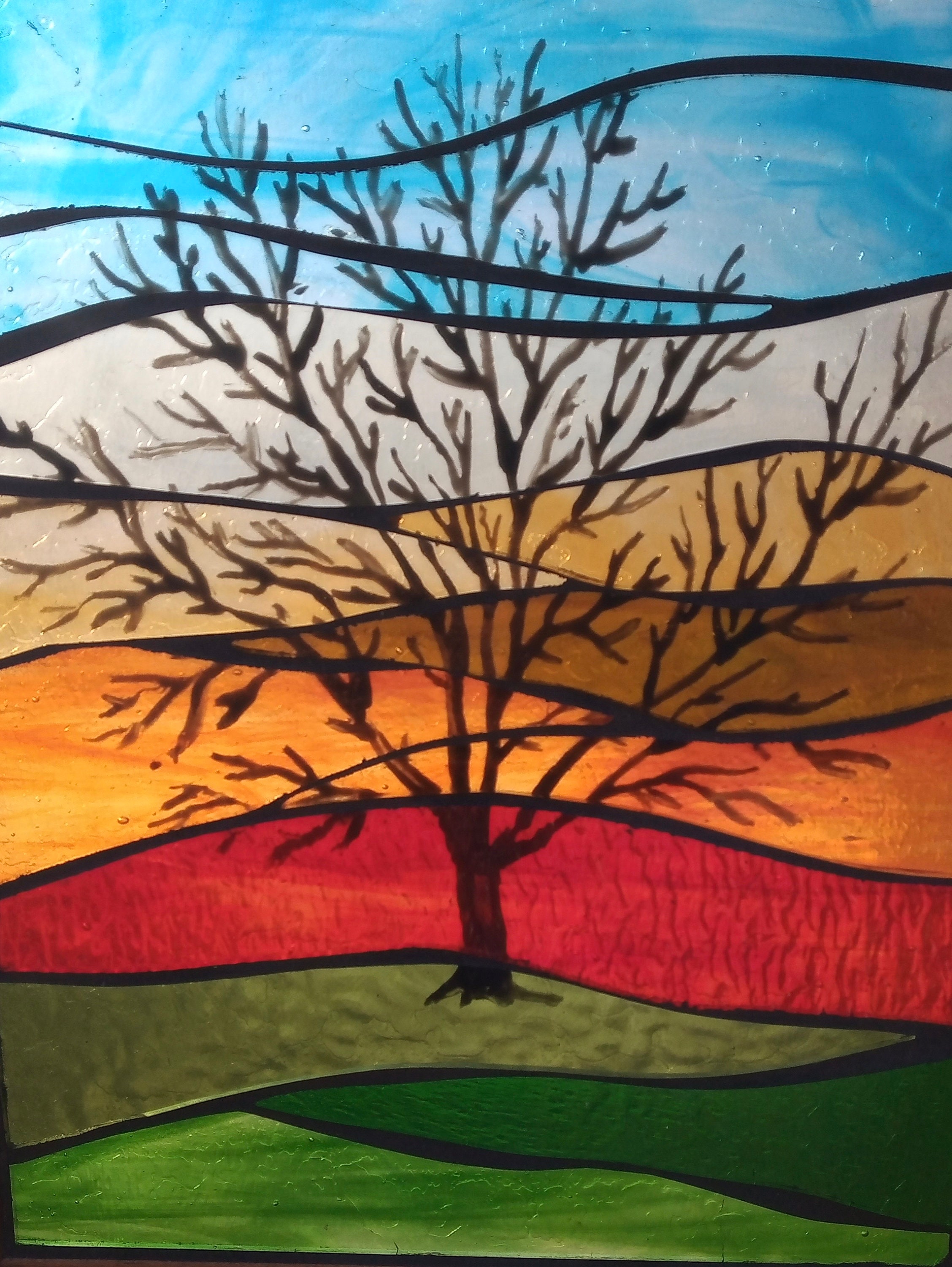 Sunrise Stained Glass tree Paint By Numbers 