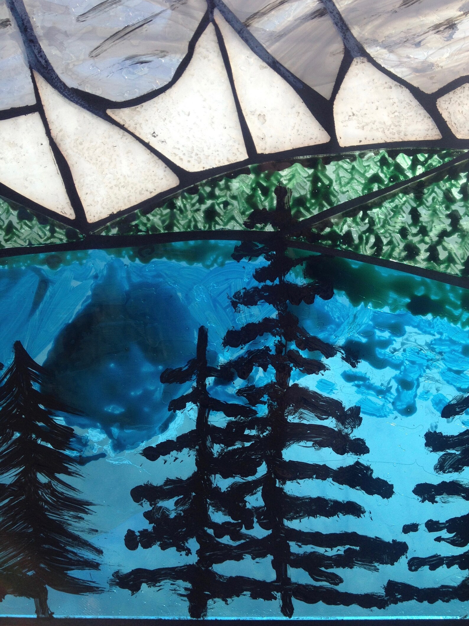 Lake Moraine Alberta Landscape Stained Glass Panel for Etsy