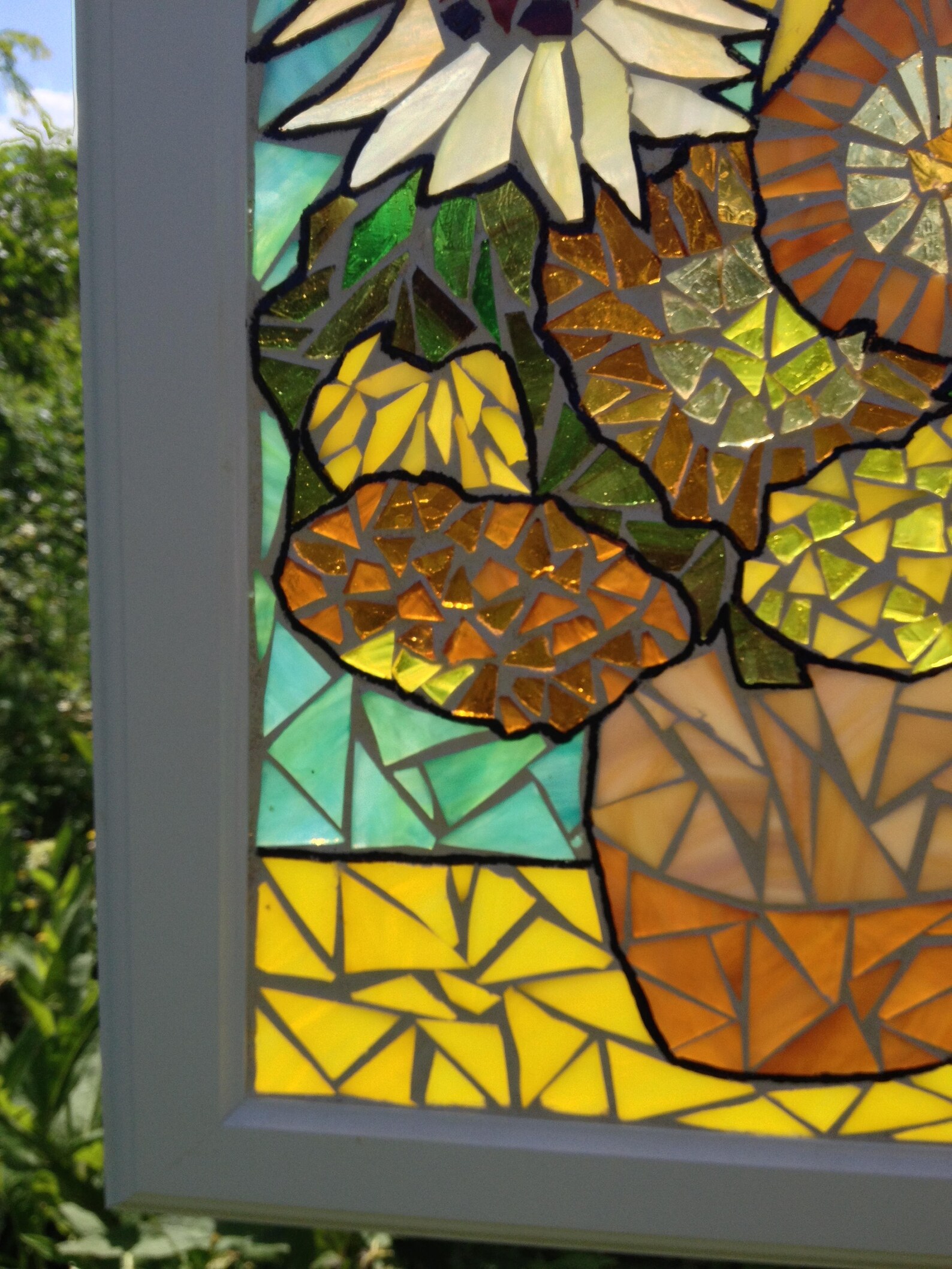 Van Gogh Sunflower Stained Glass Panel Van Gogh Stained Etsy