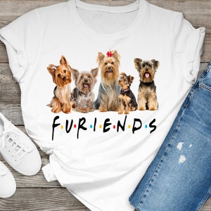 Furiends Cute Yorkie Tee, Funny Dog Shirt, Adorable Puppy T-shirt, Yorkshire Terrier, Dog Lover Gift, Adult Unisex
