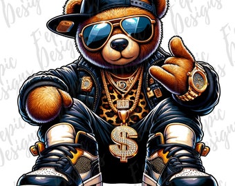 Graffiti Animal Print Rapper Teddybär, Urban Hip Hop (Digitaler Download)