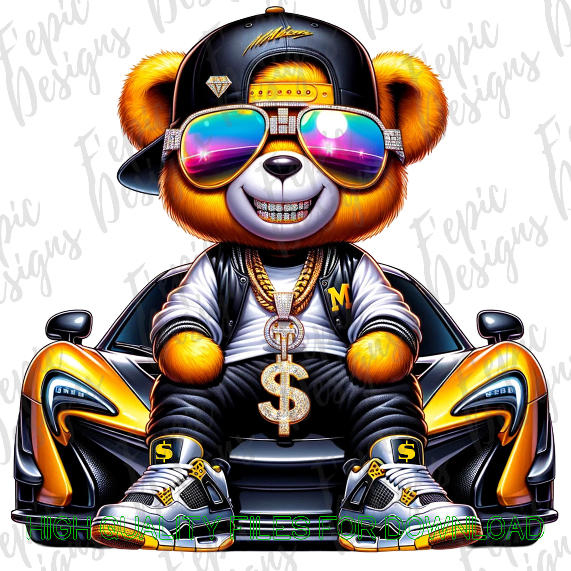 Graffiti Yellow and Black Hip Hop Teddy Bear, Trendy Teddy Bear ...
